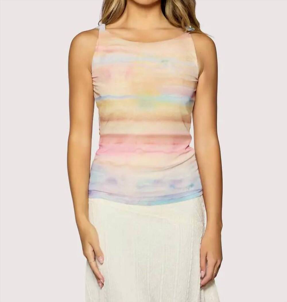 NEW LOST + WANDER sunset promenade mesh top in orange multi